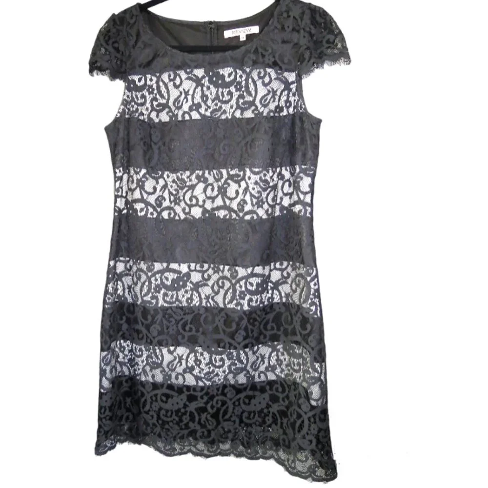 REVIEW - Stunning - lace overlay dress - size 12 - excellent condition - Picture 1 of 5